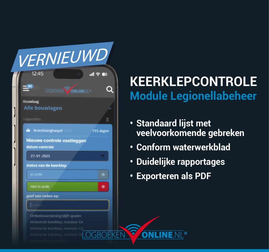 Keerklepcontrole tegen legionellaverspreiding